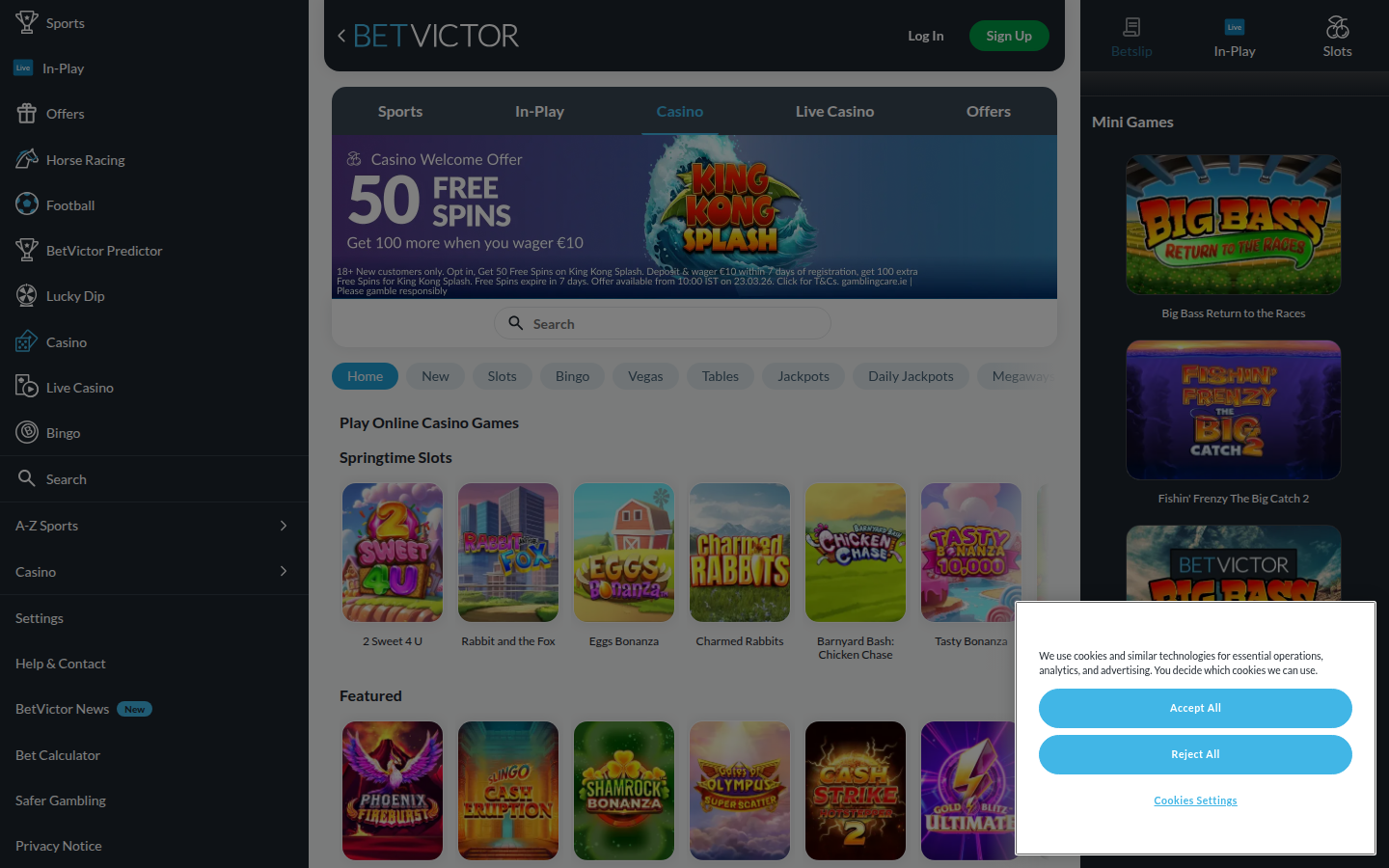 BetVictor Casino lobby screenshot