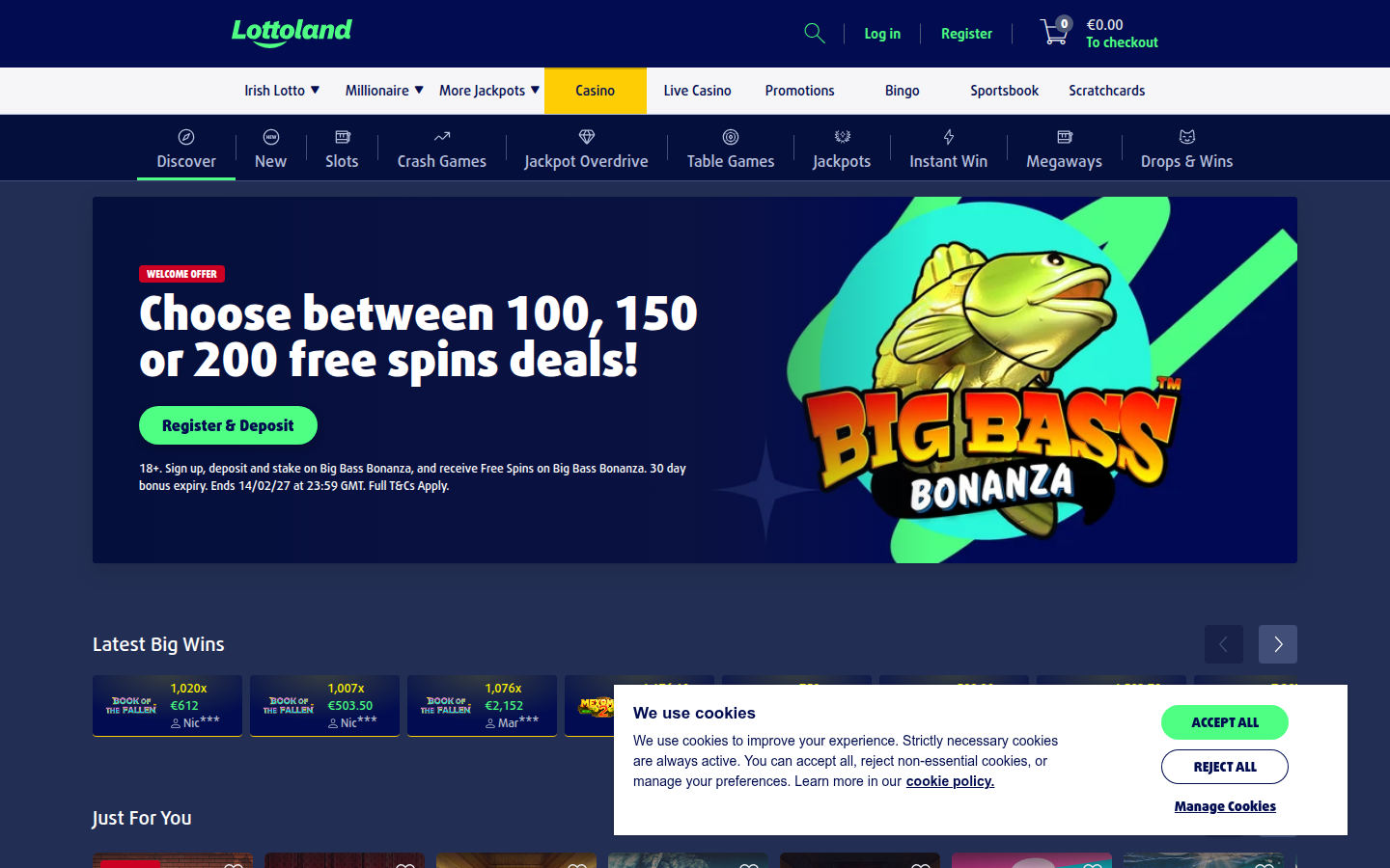 Lottoland Casino lobby screenshot